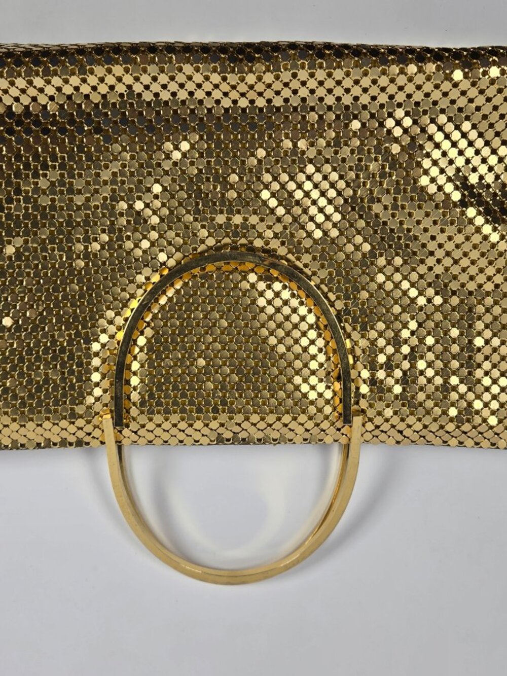 Vintage G&S Original Gold Metal Mesh Handbag Top Handle Evening Purse
